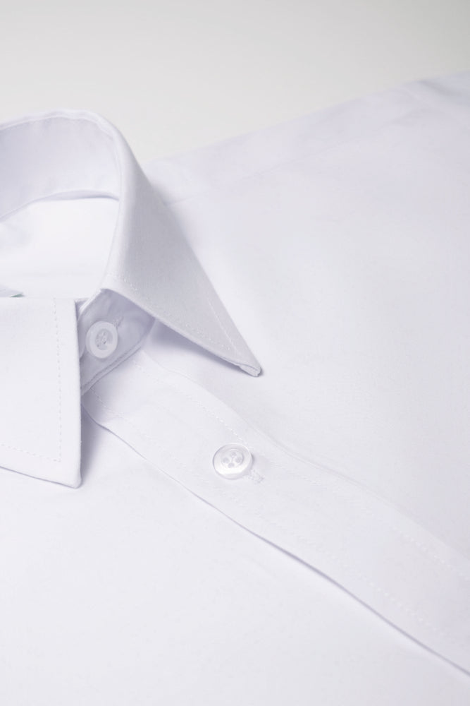 Raised Collar Short Sleeve Shirt White (2)