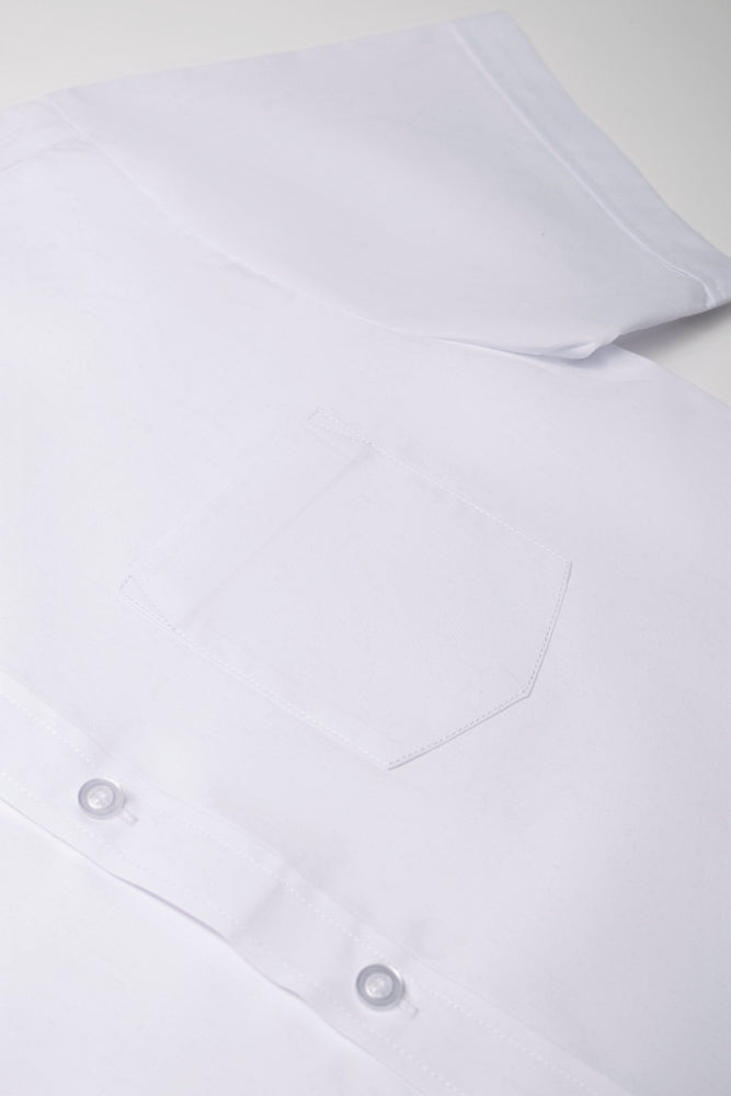 Raised Collar Short Sleeve Shirt White (3)