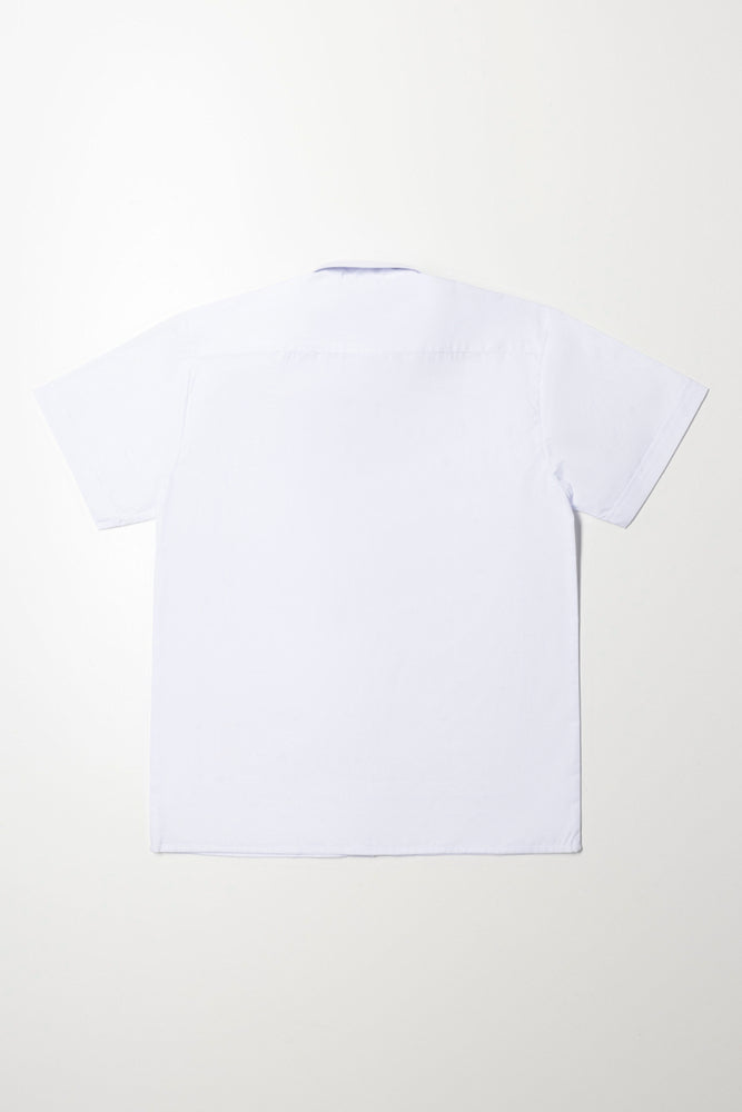 Raised Collar Short Sleeve Shirt White (4)