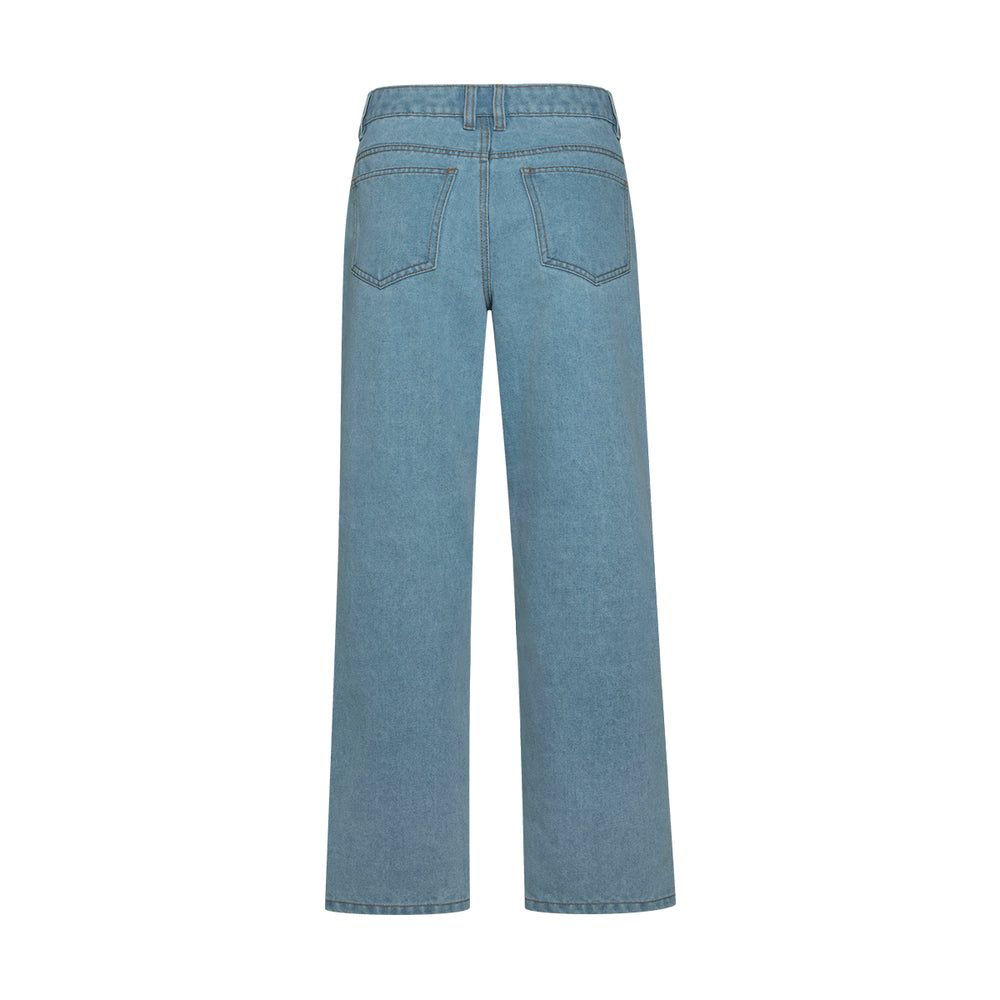 Basic straight leg jeans light wash (1)