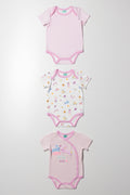 3 Pack Short Sleeve Bodyvests Pink