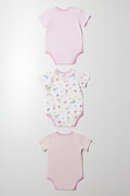 3 Pack Short Sleeve Bodyvests Pink (2)