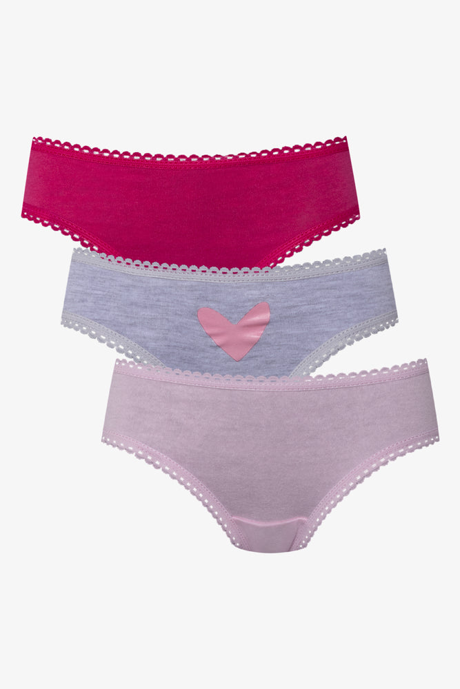 3 Pack Bikini Panties Pink And Grey