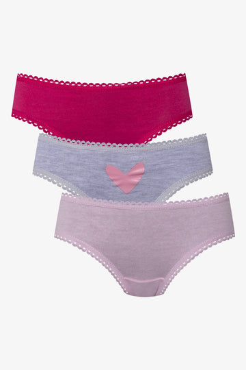 3 Pack Bikini Panties Pink And Grey