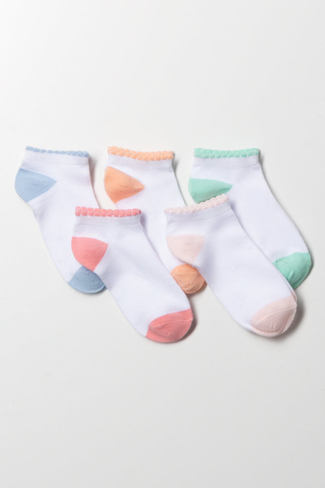5 Pack Low Cut Socks White