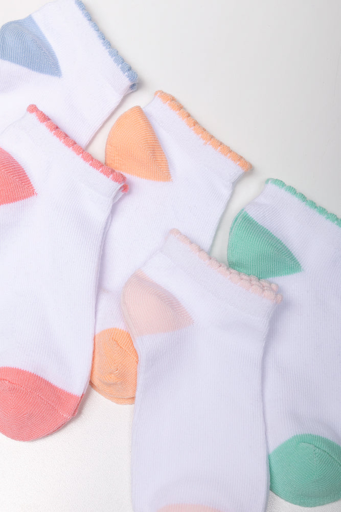 5 Pack Low Cut Socks White