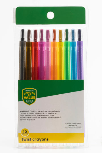 10 Pack Retractable Twist Crayons Multi