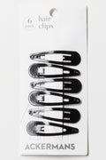 6 Pack 5Cm Hair Clips Black