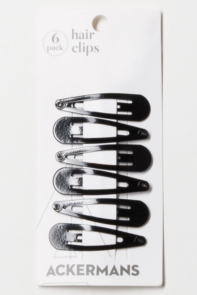 6 Pack 5Cm Hair Clips Black
