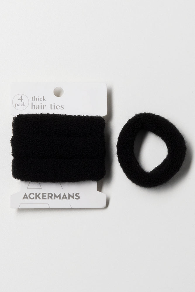 4 Pack Thick Hair Rings Black
