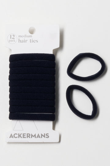 12 Pack Medium Hair Rings Navy