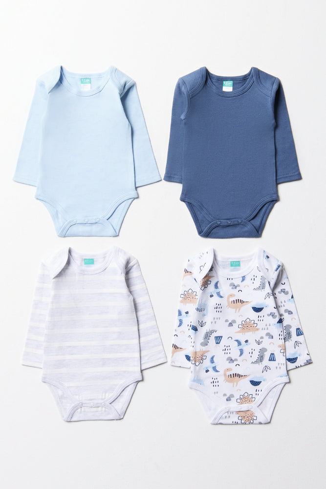 4 Pack Long Sleeve Vests Blue