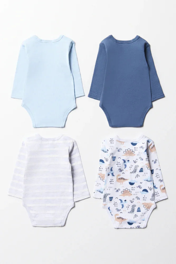 4 Pack Long Sleeve Vests Blue (2)