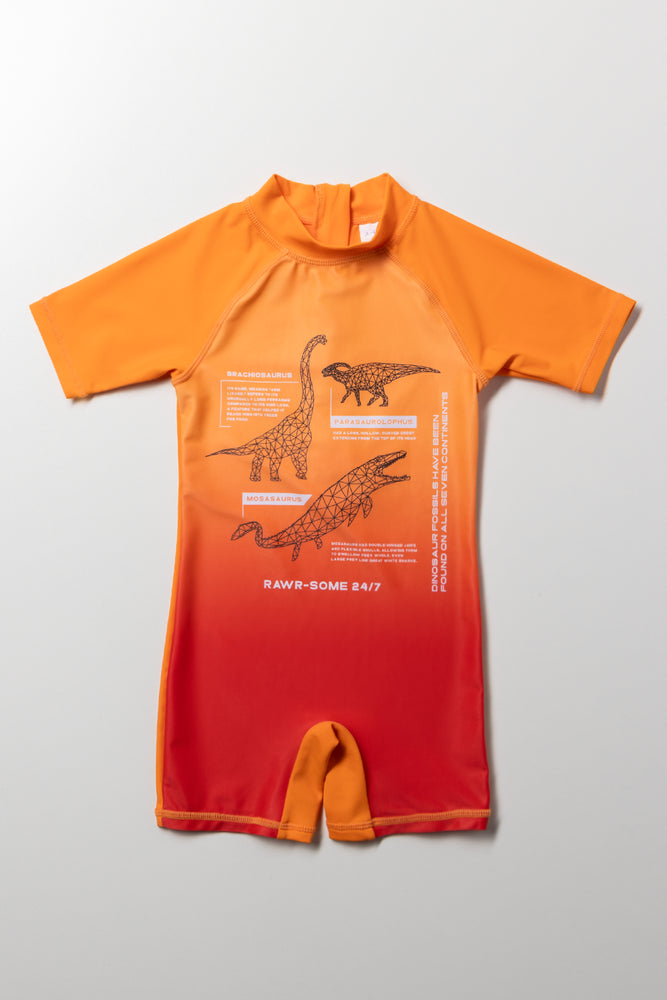 Ombre Dinosaur Swimsuit Orange