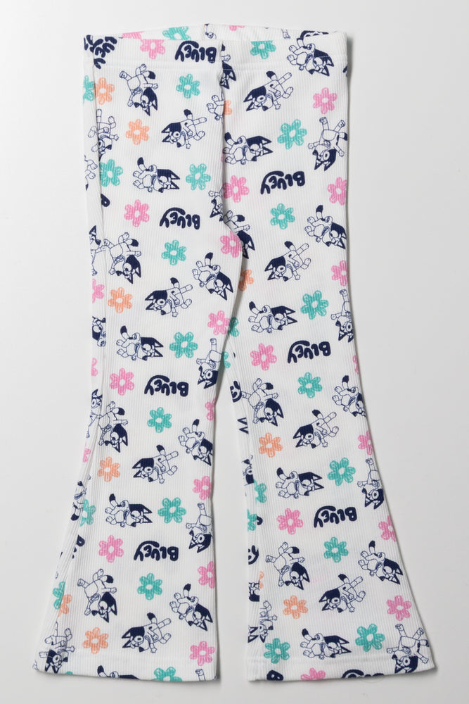 Bluey Rib Flare Leggings White