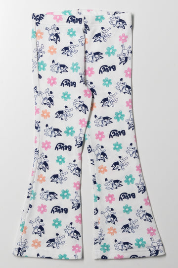 Bluey Rib Flare Leggings White
