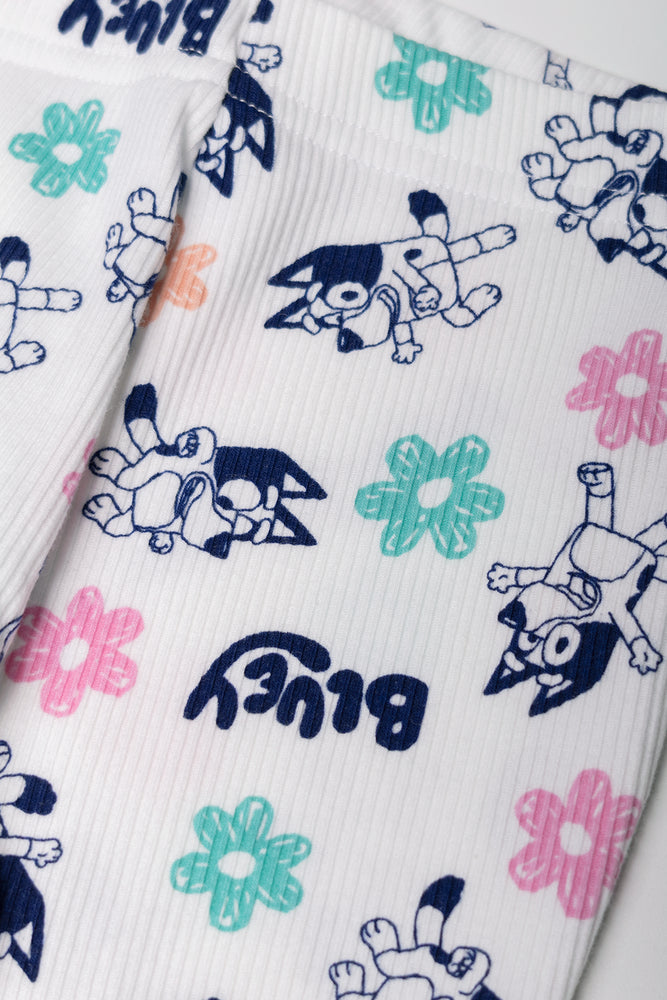 Bluey Rib Flare Leggings White