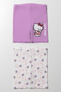Hello Kitty 2 Pack Rib Cycling Shorts Purple And White