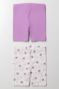 Hello Kitty 2 Pack Rib Cycling Shorts Purple And White (2)