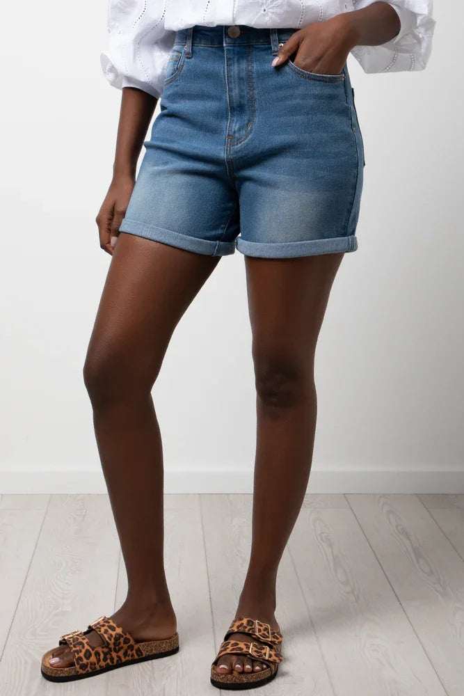 High Rise Bermuda Shorts Blue (1)