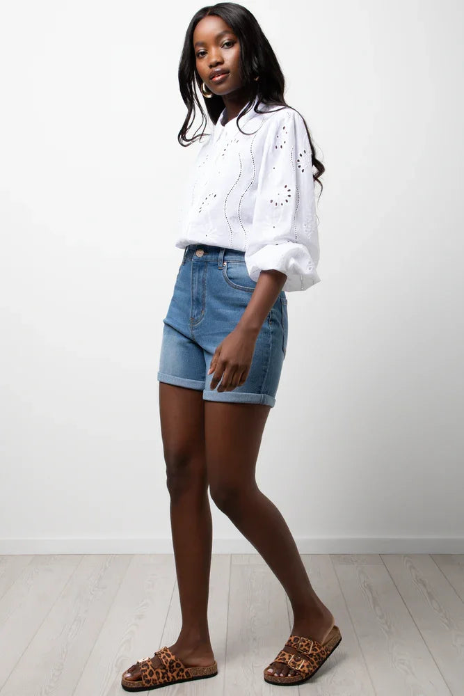 High Rise Bermuda Shorts Blue (2)