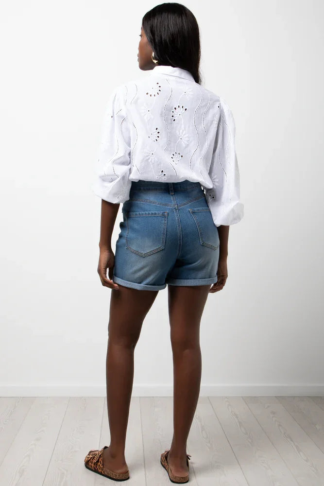 High Rise Bermuda Shorts Blue (3)