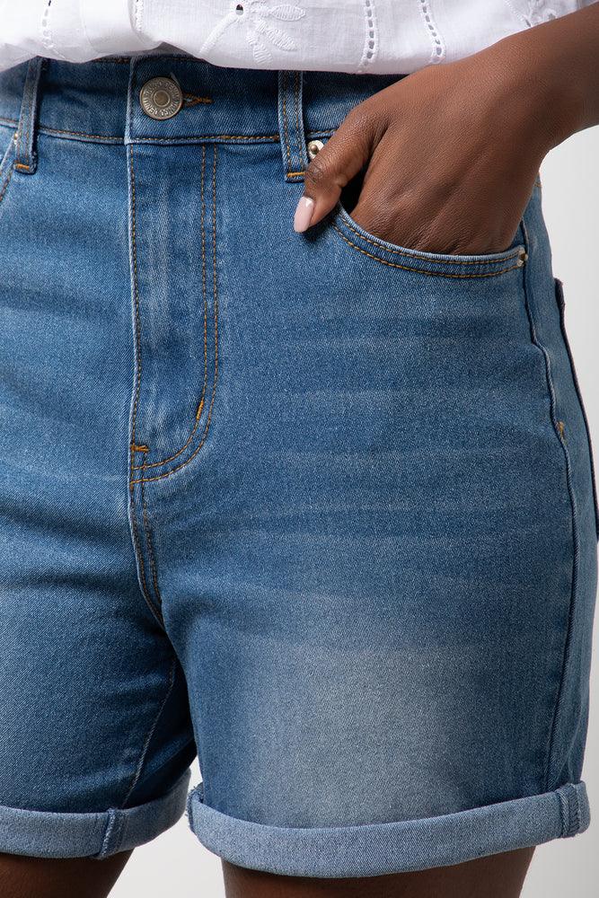 High Rise Bermuda Shorts Blue (4)