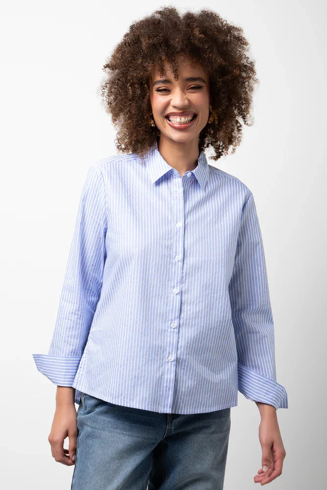 Long Sleeve Stripe Shirt Blue