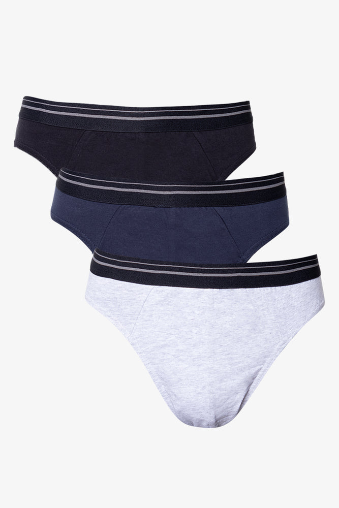 3 Pack Comfort Briefs Navy, Grey & Black