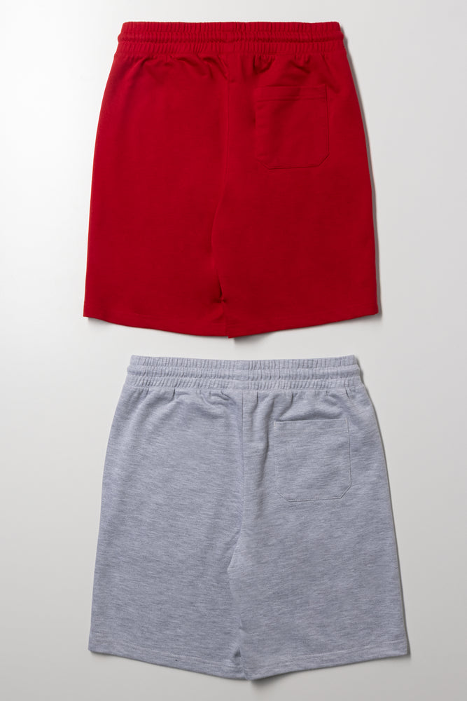 2 Pack Knit Shorts Red And Grey (2)
