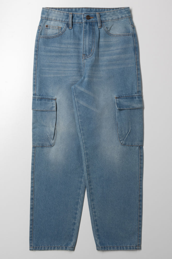 Baggy Cargo Denim Jeans Blue