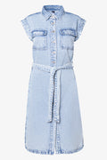 Denim Midi Shirt Dress Light Blue