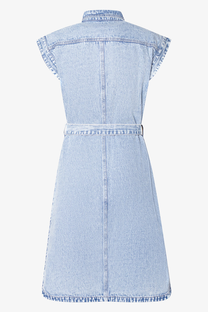 Denim Midi Shirt Dress Light Blue (1)