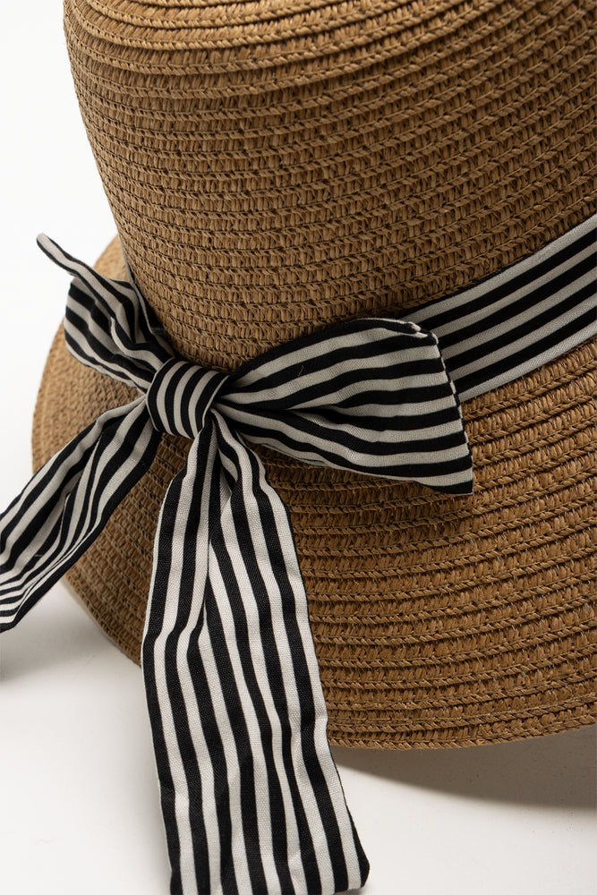 Striped Narrow Brim Hat Natural (2)