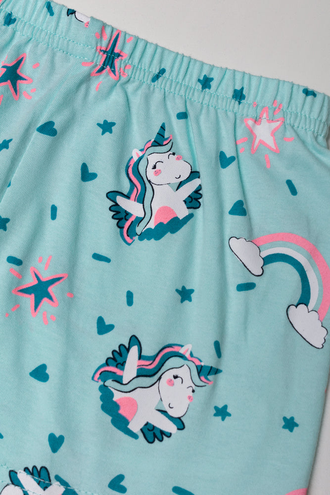 Unicorn Shorts Pyjama Set Blue (2)