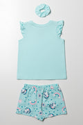 Unicorn Shorts Pyjama Set Blue (4)