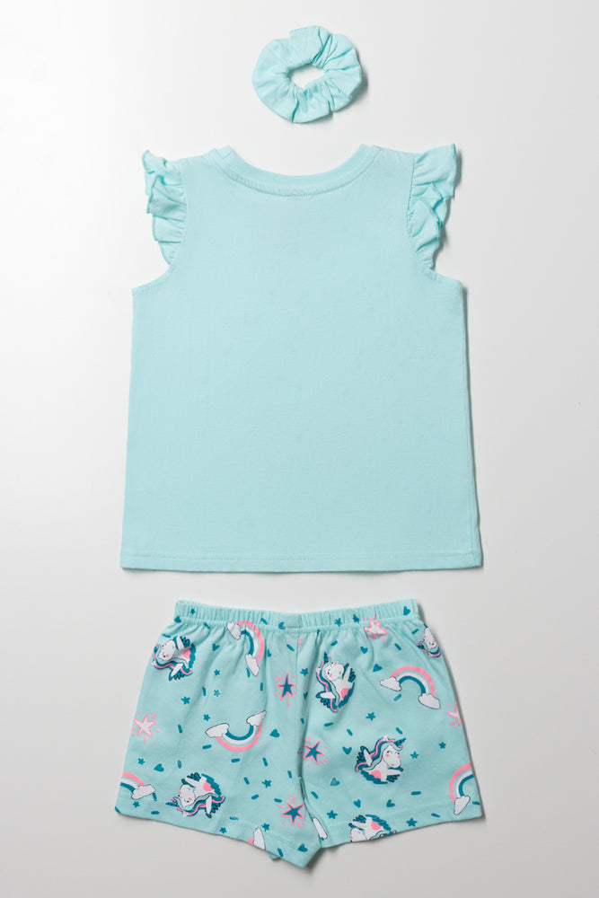 Unicorn Shorts Pyjama Set Blue (4)
