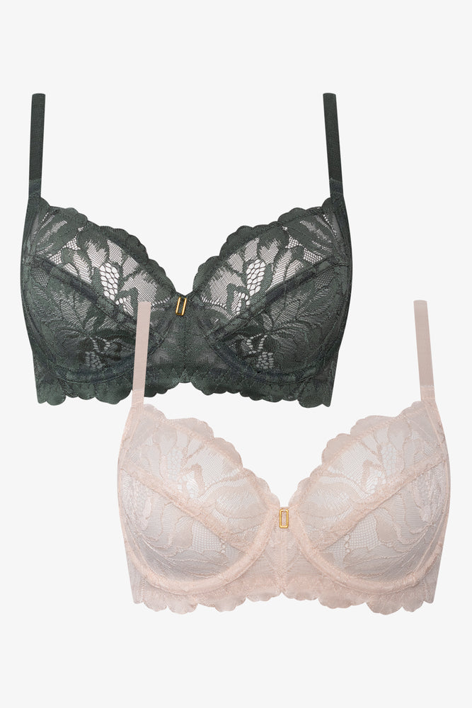 2 Pack Lace Bras Black & Natural