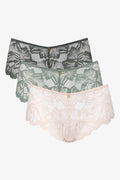 3 Pack Lace Boyleg Green And Natural (1)