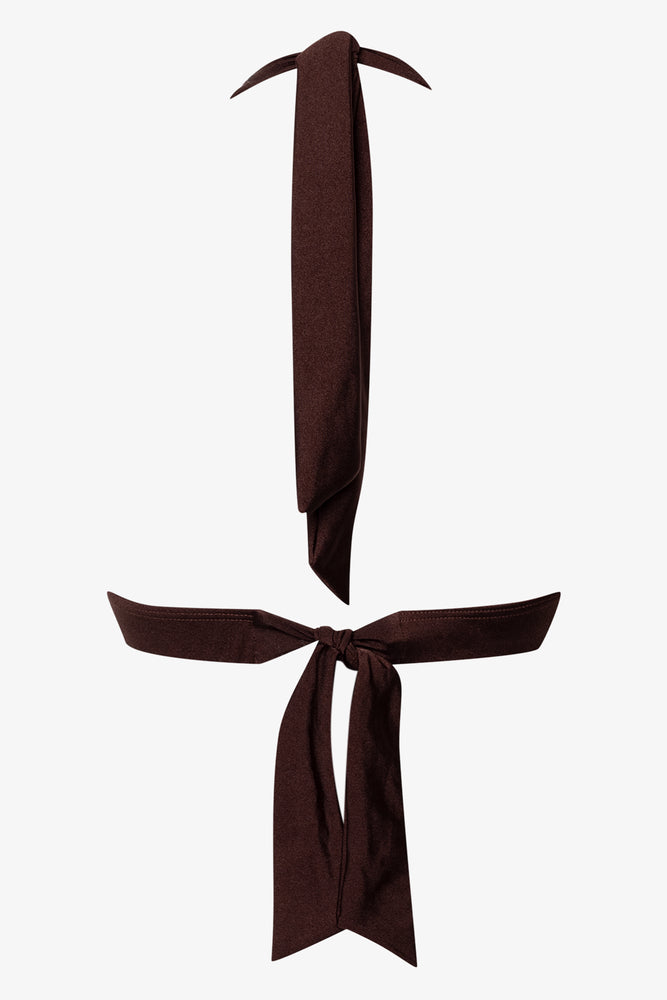 Ruched Halter Neck Bikini Top Brown