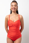Ruched Detail Balconette Full Piece Red