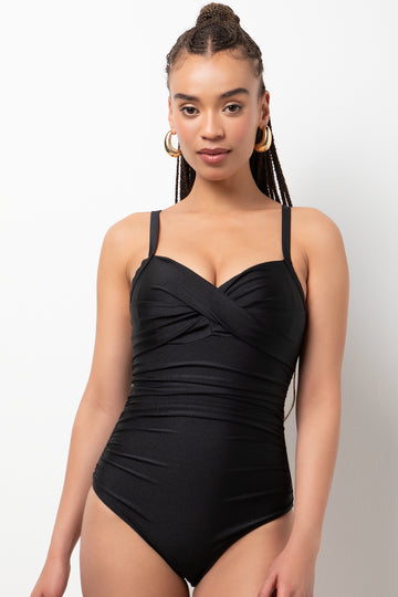 Ruched Detail Balconette Full Piece Black
