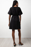 Short Puff Sleeve Dress Black (2)