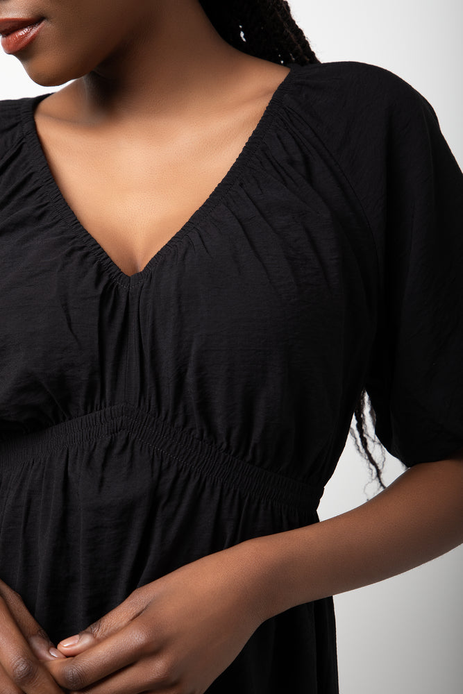 Short Puff Sleeve Dress Black (3)