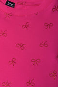 Glitter Bow Short Sleeve T-Shirt Pink (1)