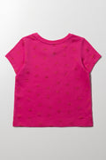 Glitter Bow Short Sleeve T-Shirt Pink (2)