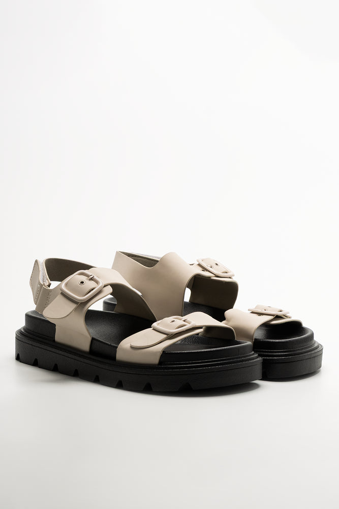 Double Buckle Sandals Natural