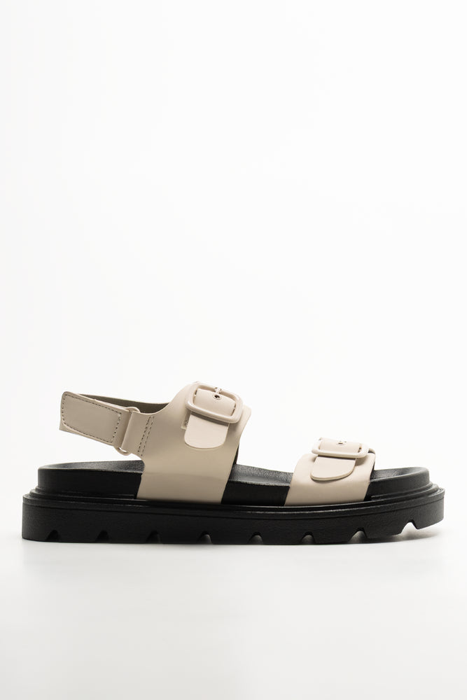Double Buckle Sandals Natural