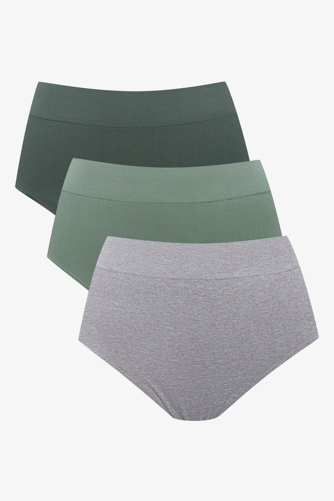3 Pack Seamfree Briefs Green And Grey