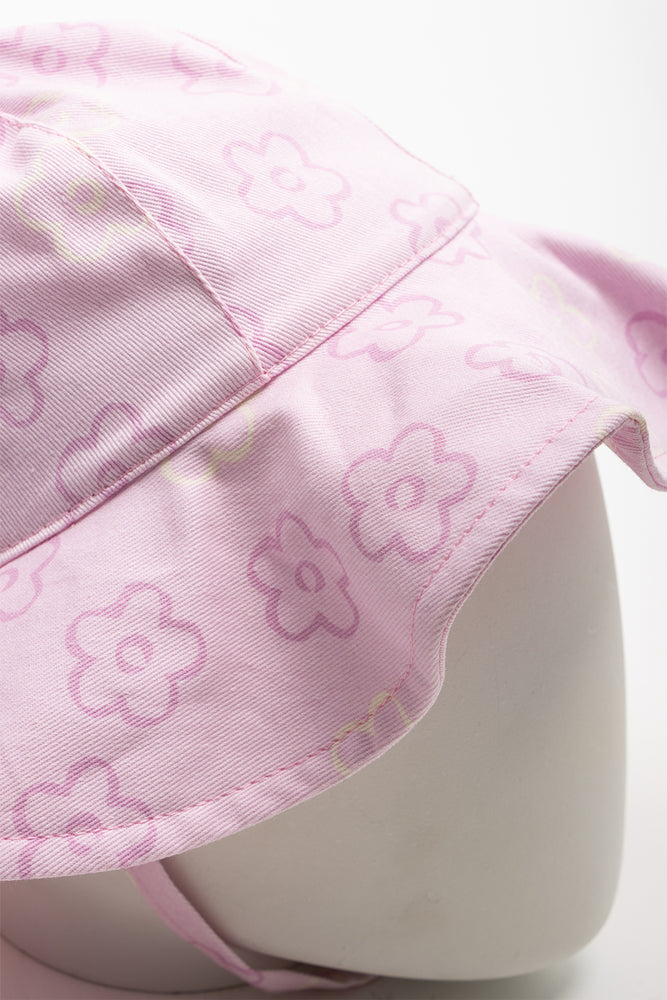Wide Brim Floral Hat Pink (2)